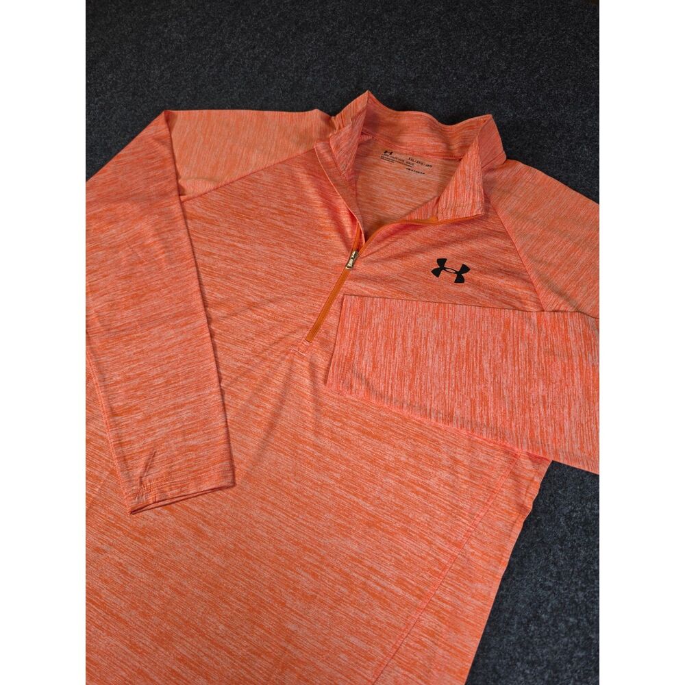 Under Armour HeatGear Pullover Men's 2XL Orange Heather 1/4 Zip Loose Athletic